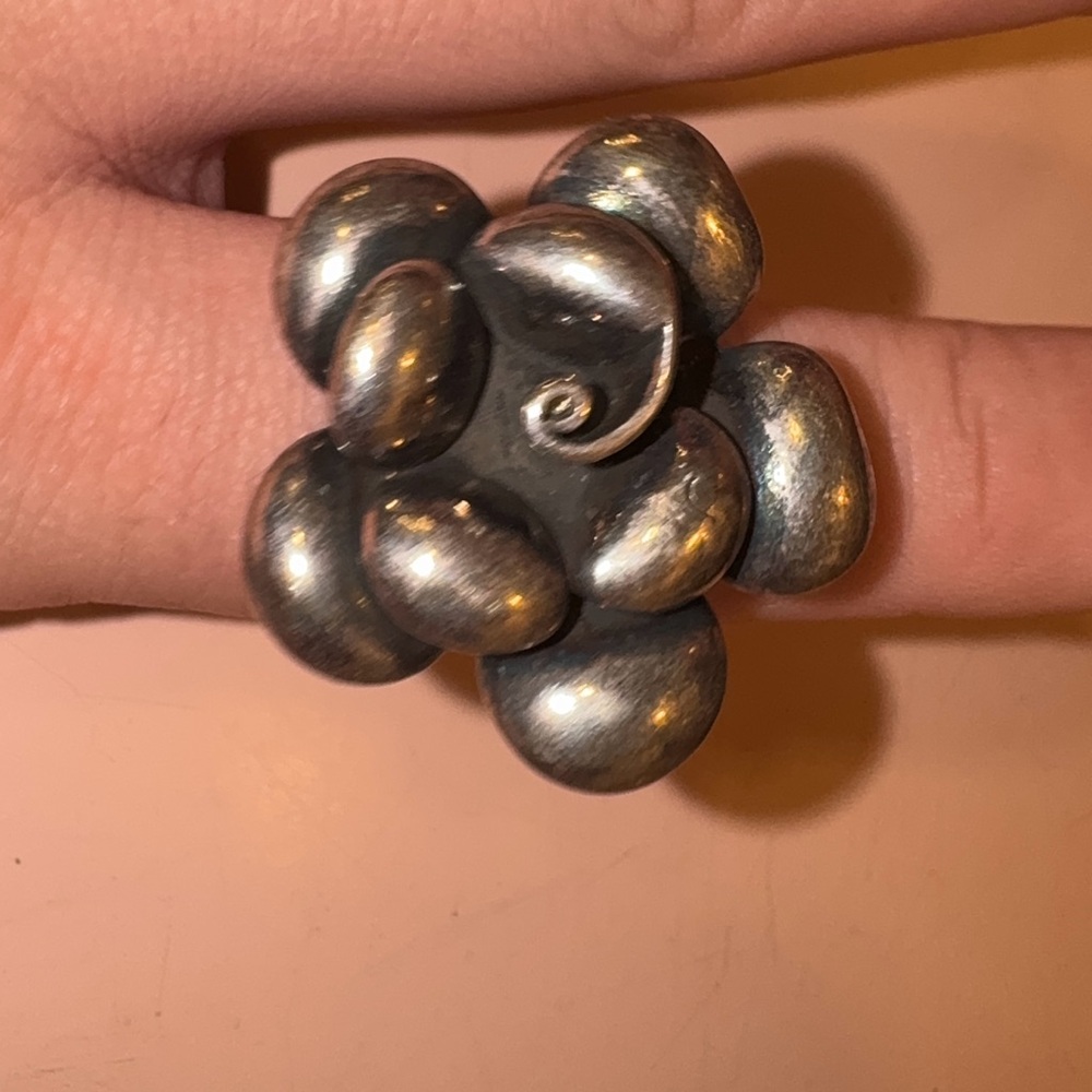 Silver Flower Statement Ring - image 4